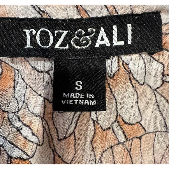 Roz & Ali Butterfly and Floral Semi Sheer Blouse Silver Metallic Threads Size S - Picture 6 of 7
